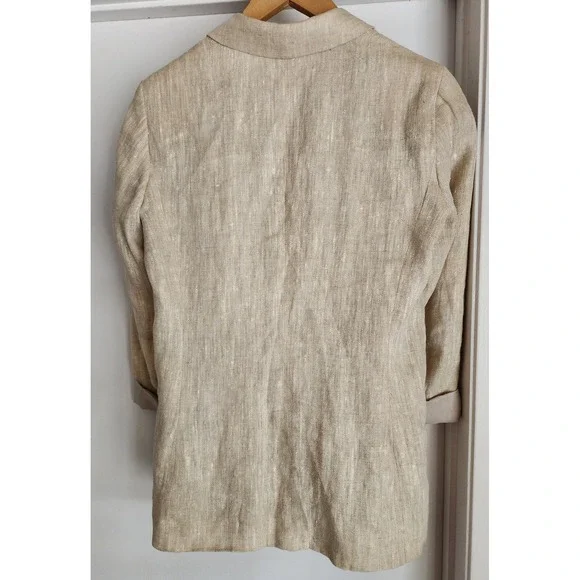 Harve Benard Women's Blazer Size 6 Classic Beige 100% Linen Old Money Capsule - Picture 2 of 4